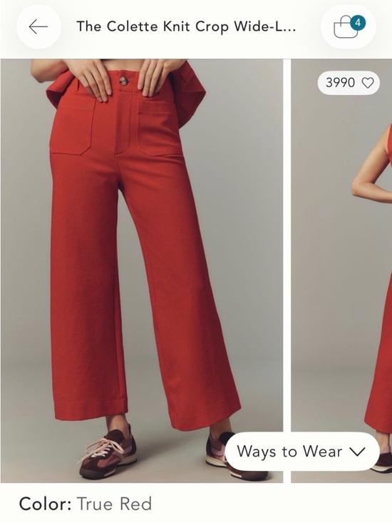 Anthropologie Pants - Anthropologie Wide-Leg Knit Crop Pants — True Red
